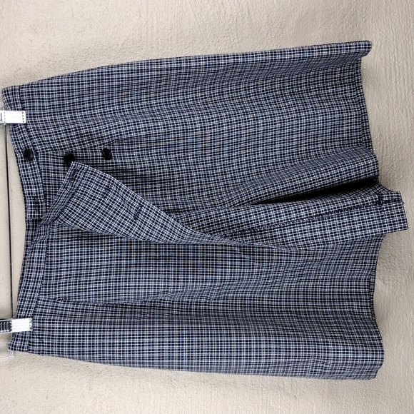 Toby Vintage Blue Multicolored Plaid High Waist Zipper Button Front Skort - Picture 4 of 12